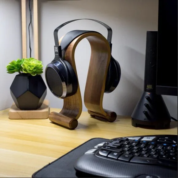 Wooden Headphone Stand Display Tabletop Holder for Headsets (Deco Gear) - Picture 2 of 13